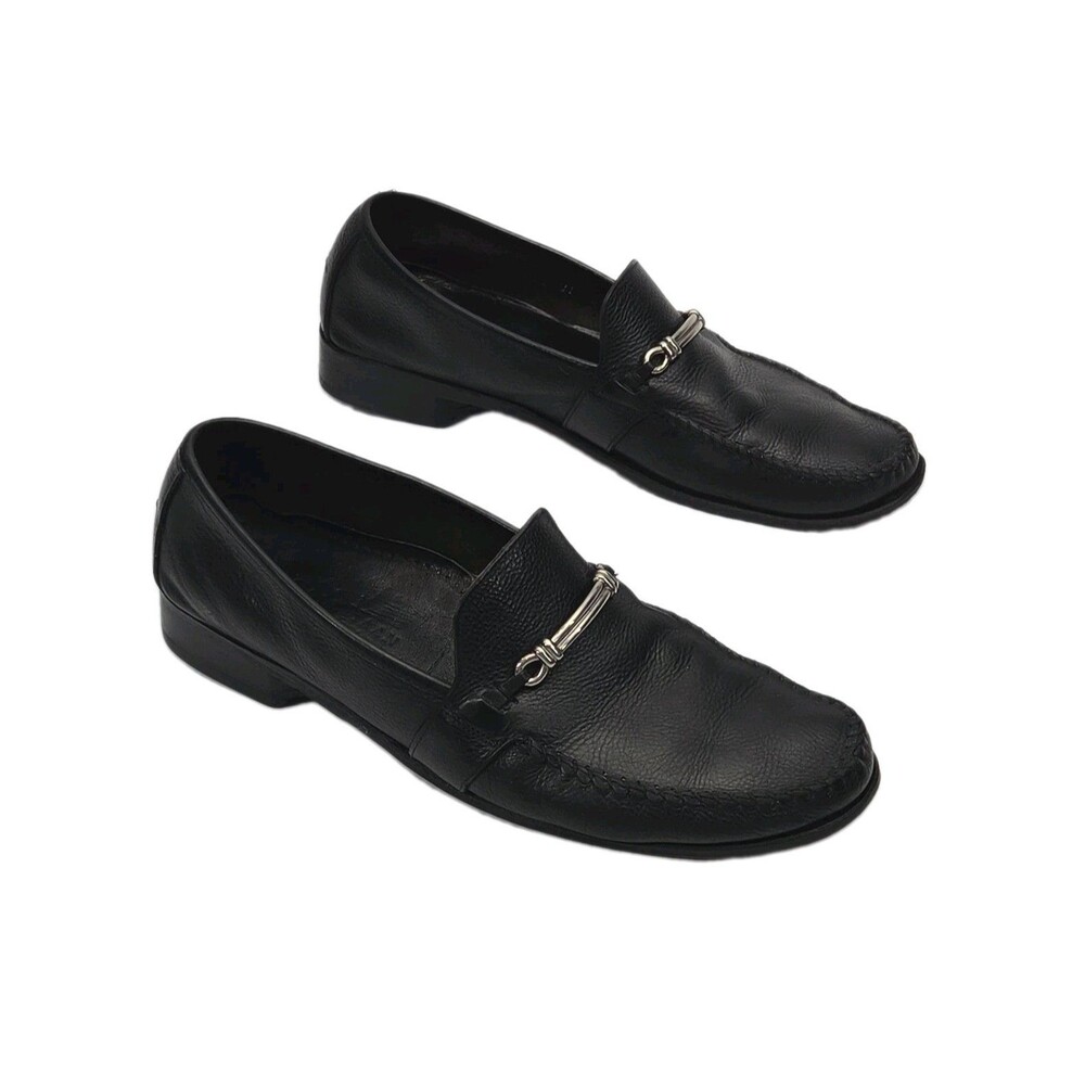 Cole Haan Loafer Shoe Black Leather Horsebit Men Size 11 Low Heel Made in Italy